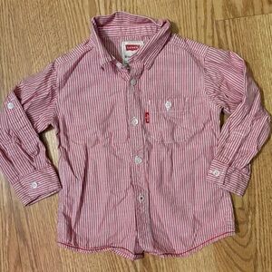 Levi's Kids Red and White Striped Button Down Shirt Size 12 Months